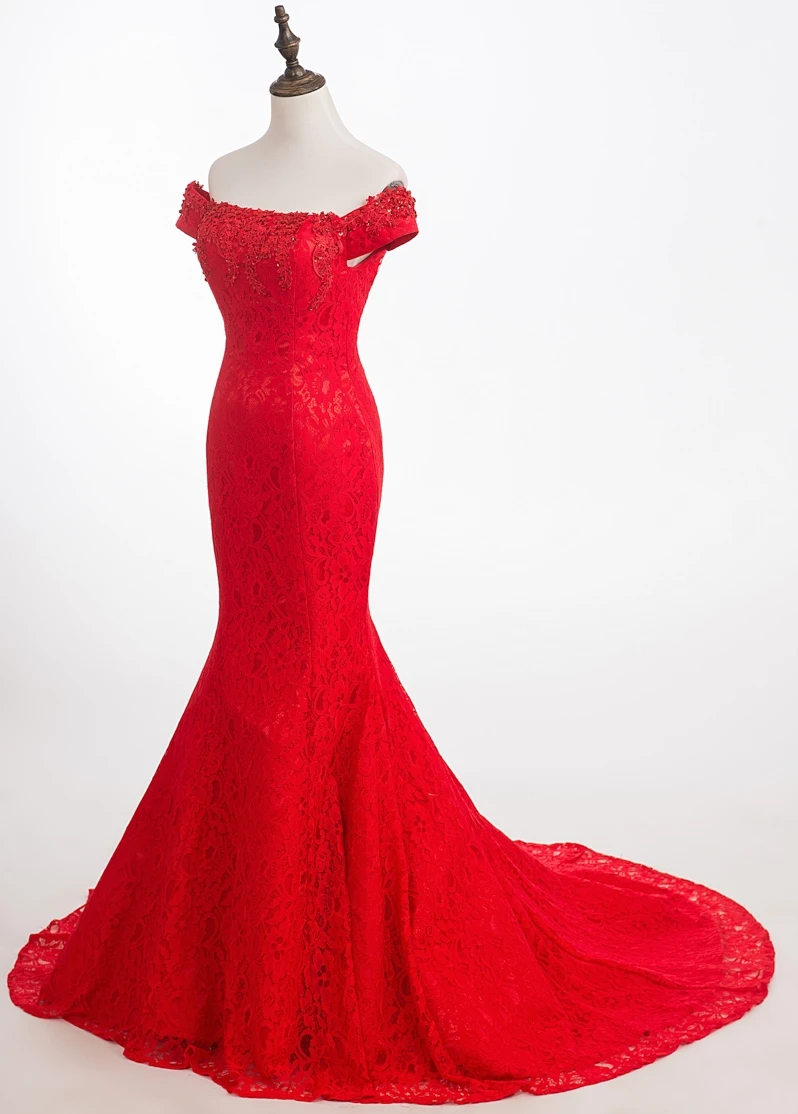 Сексуальные длинные кружевные вечерние платья русалки красивые с бисером для