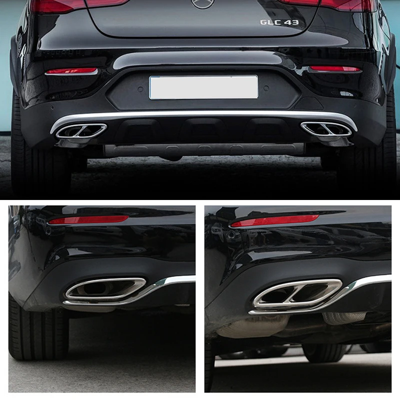 2шт глянцевые черные стальные выхлопные планки для Mercedes Benz GLC C E Class C207 Coupe 2014 2017 W212