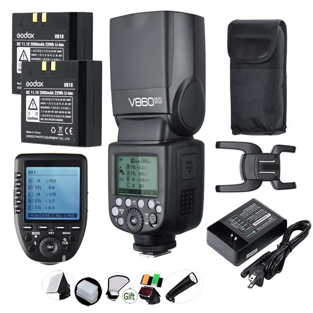 with 2xBattery XPro GODOX V860IIC V860IIN V860IIS V860IIO v860if литий-ионный аккумулятор TTL 2,4G HSS Вспышка Speedlite для Canon Nikon Sony Olympus Fuji - Цвет: with 2xBattery XPro
