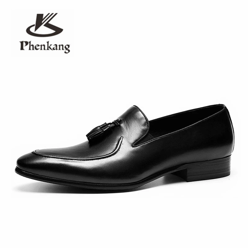 Мужские официальные туфли Phenkang оксфорды из натуральной кожи для мужчин черные
