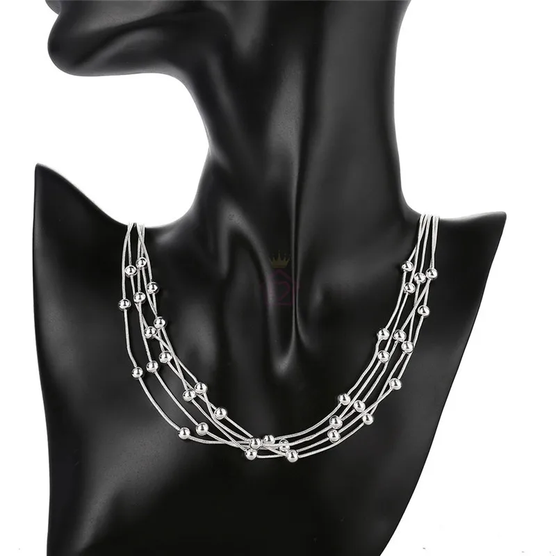 Комплект из колье и браслета серебра 925 пробы с 5 бусинами|jewelry sets for women|fashion jewelry