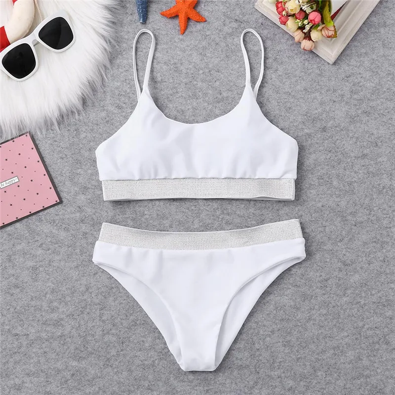 Женский купальник однотонный комплект из двух предметов летний пляжный костюм A