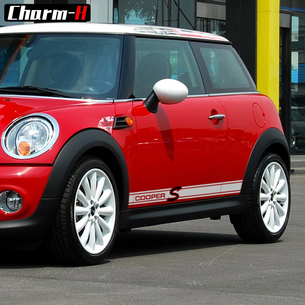 Автостайлинг наклейки в полоску с боковой юбкой для Mini Cooper S R56 R57 R58 R50 R52 R53 R59 R61