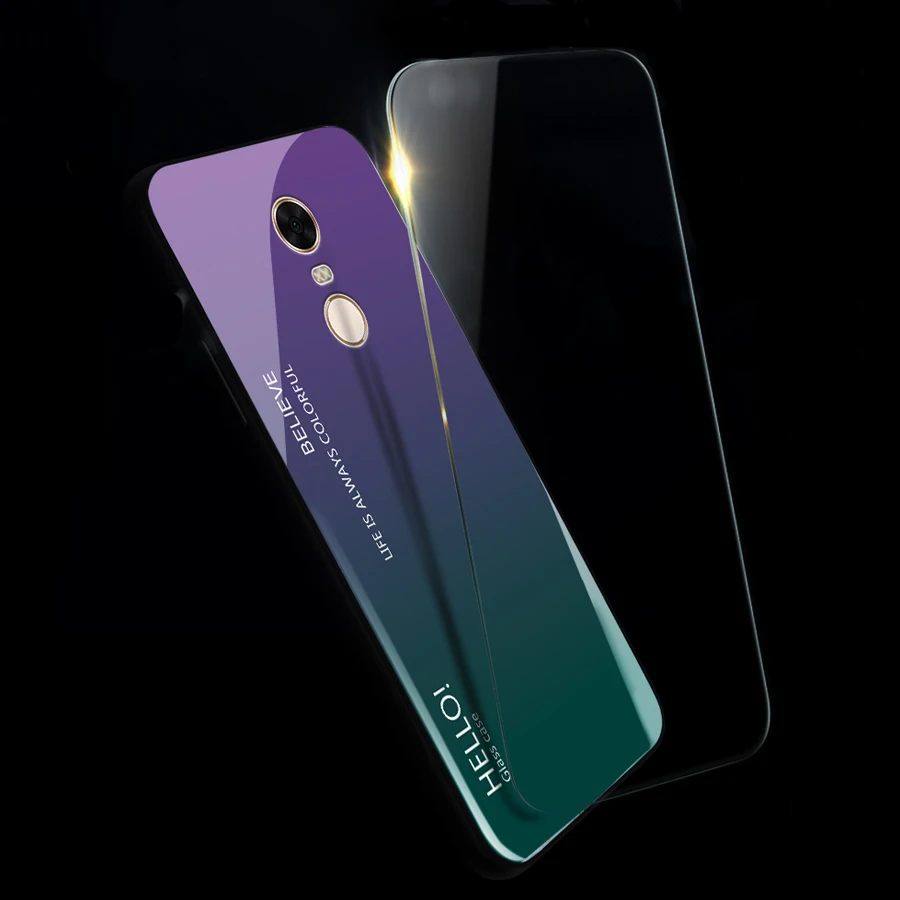 HOTSWEI чехол для Xiaomi Redmi 5 Plus новый градиентный цвет зеркало из закаленного стекла
