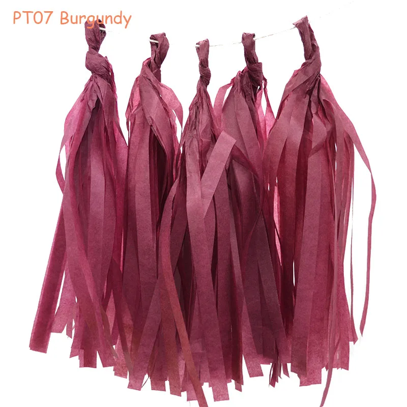 PT07 burgundy 5 листов/Лот Декоративные DIY тканевая бумага кисточка гирлянда бахрома фон из флажков Гирлянда Свадьба День Рождения Вечеринка украшения - Цвет: PT07 burgundy