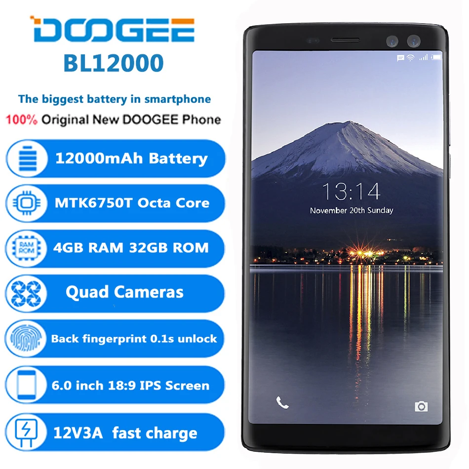 Оригинальный DOOGEE BL12000 4G мобильные телефоны Android 7 0 4 Гб + 32 ГБ смартфон на базе