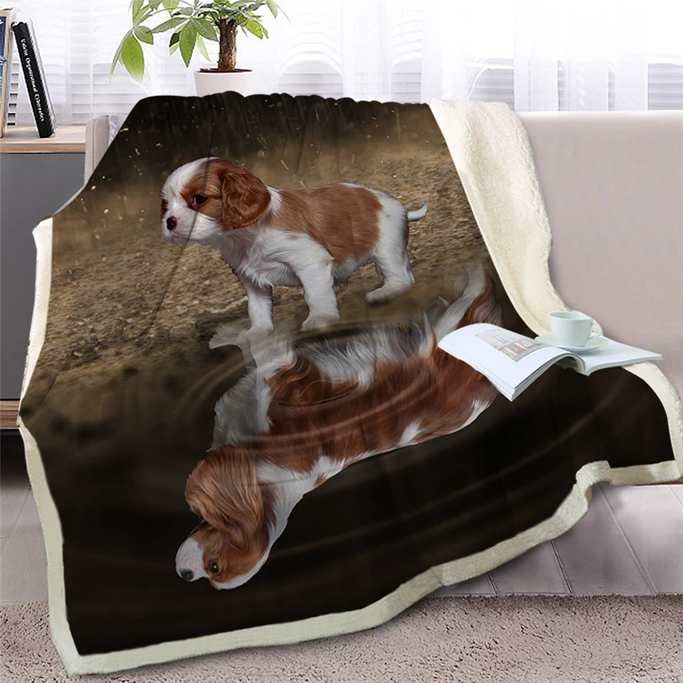 BlessLiving Pet Мопс одеяло на искусственном меху на кровати животных пледы одеяло для детей собака отражение покрывала 3D щенок бульдога Чехлы диванов