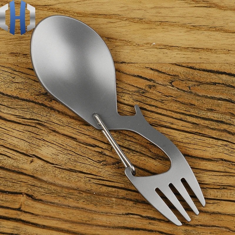 Pure titanium многофункциональная вилка ложка Титановая Ложка с открывалкой для бутылок вилка из нержавеющей стали ложка походная посуда