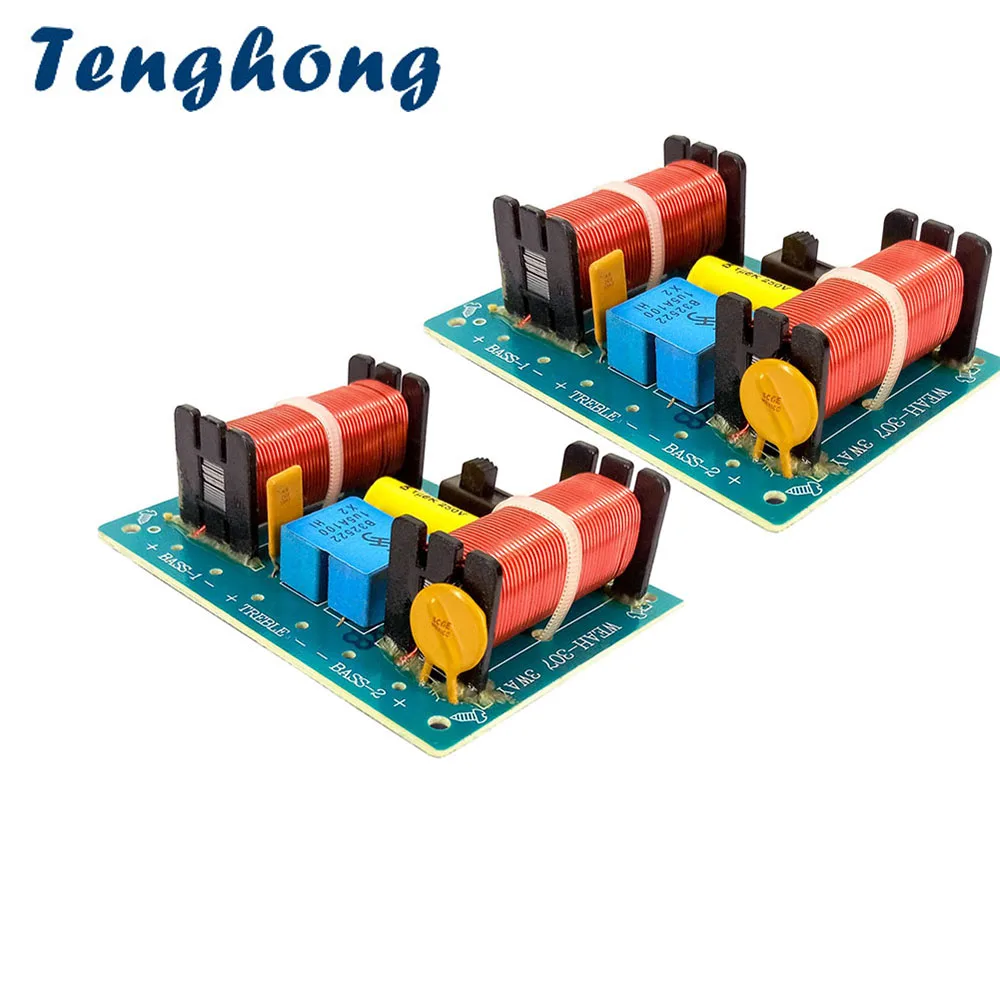 Tenghong 2pcs 100W 3 Way Audio Speaker Crossover 4/8Ohm Treble Bass Woofer Three-way Frequency Divider | Электроника