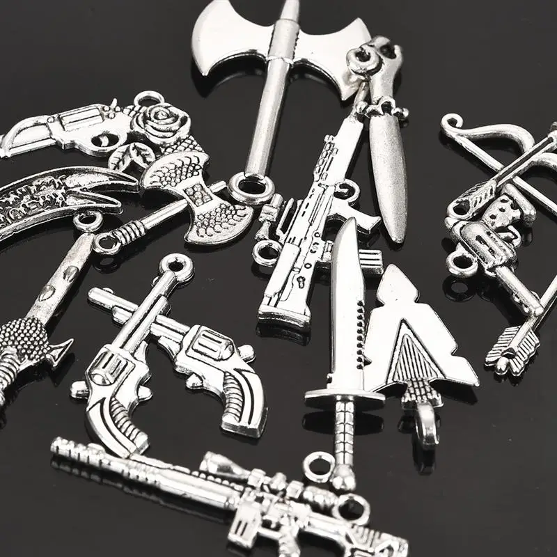 14 шт Панк антикварный лук и стрела меч-ружье серебряные подвески DIY амулеты аксессуары браслет ожерелье для изготовления ювелирных изделий
