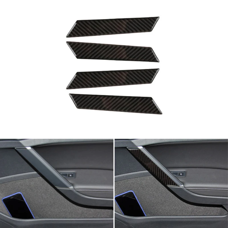 

4pcs Real Carbon Fiber Car Styling Interior Window Door Panel Trim Cover Strip For VW Golf 7 MK7 VII 2013 2014 2015 2016 2017