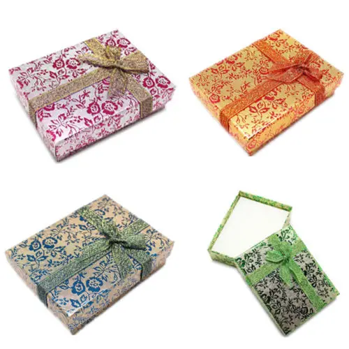 4 шт. прямоугольные шкатулки для украшений кольцо ожерелье подарочная картонная