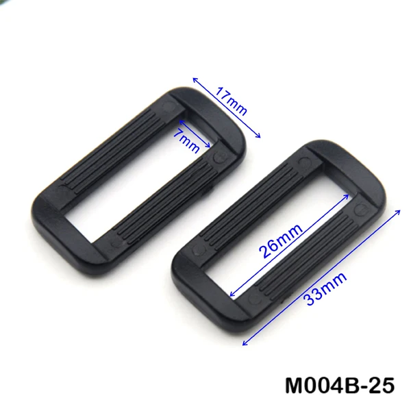 

DIY 100pcs/lot 25mm 1inch black adjustable buckles Tri Glide slider buckle bag backpack accessories with lines M004B-25