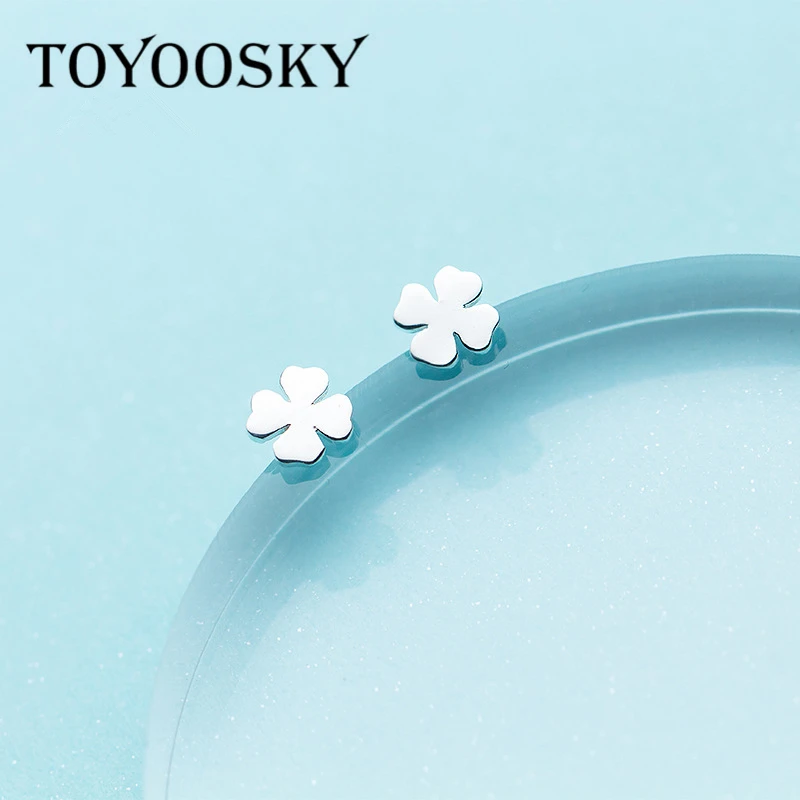 TOYOOSKY 925 пробы серебряные серьги в форме четырехлистного растения для женщин
