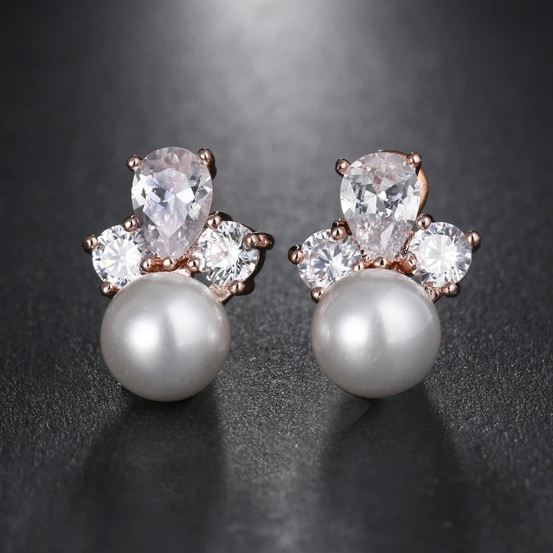 Женские серьги гвоздики с кристаллами и жемчугом|earrings gift|flower stud earringsfashion earrings |