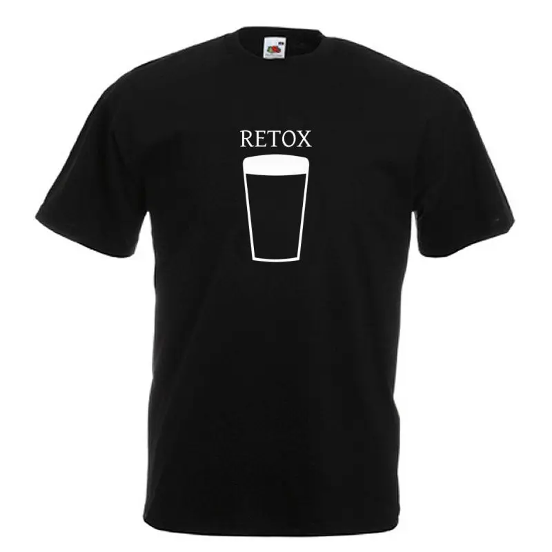 Забавная Stout Drinking RETOX черная стандартная футболка удобная Повседневная с