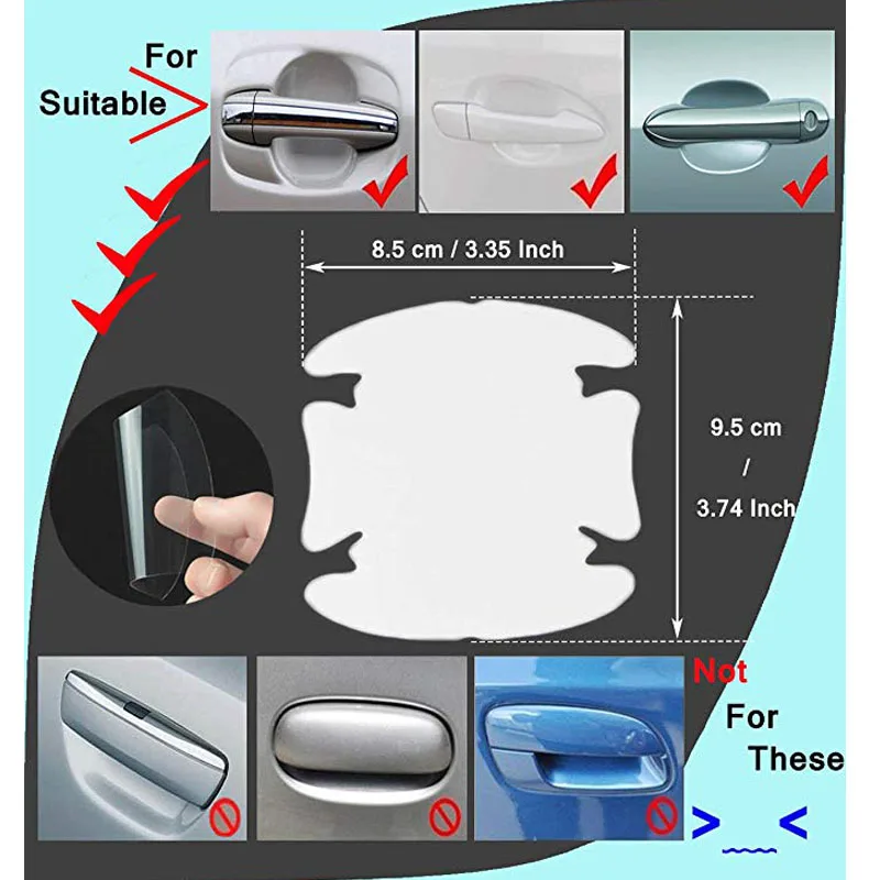 4 шт. в упаковке Защитная пленка для автомобильных ручек прозрачная наклейка