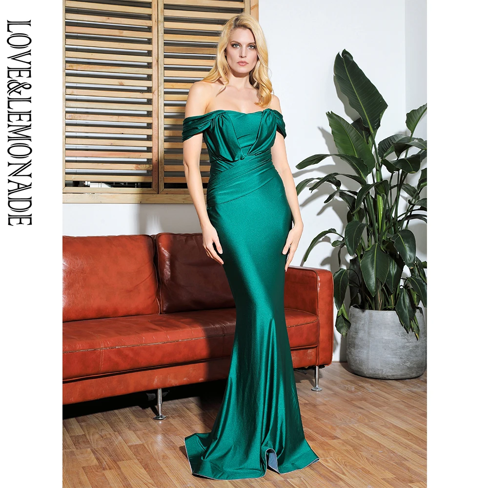 Женское платье макси LOVE & LEMONADE зеленое облегающее с перекрещивающимися