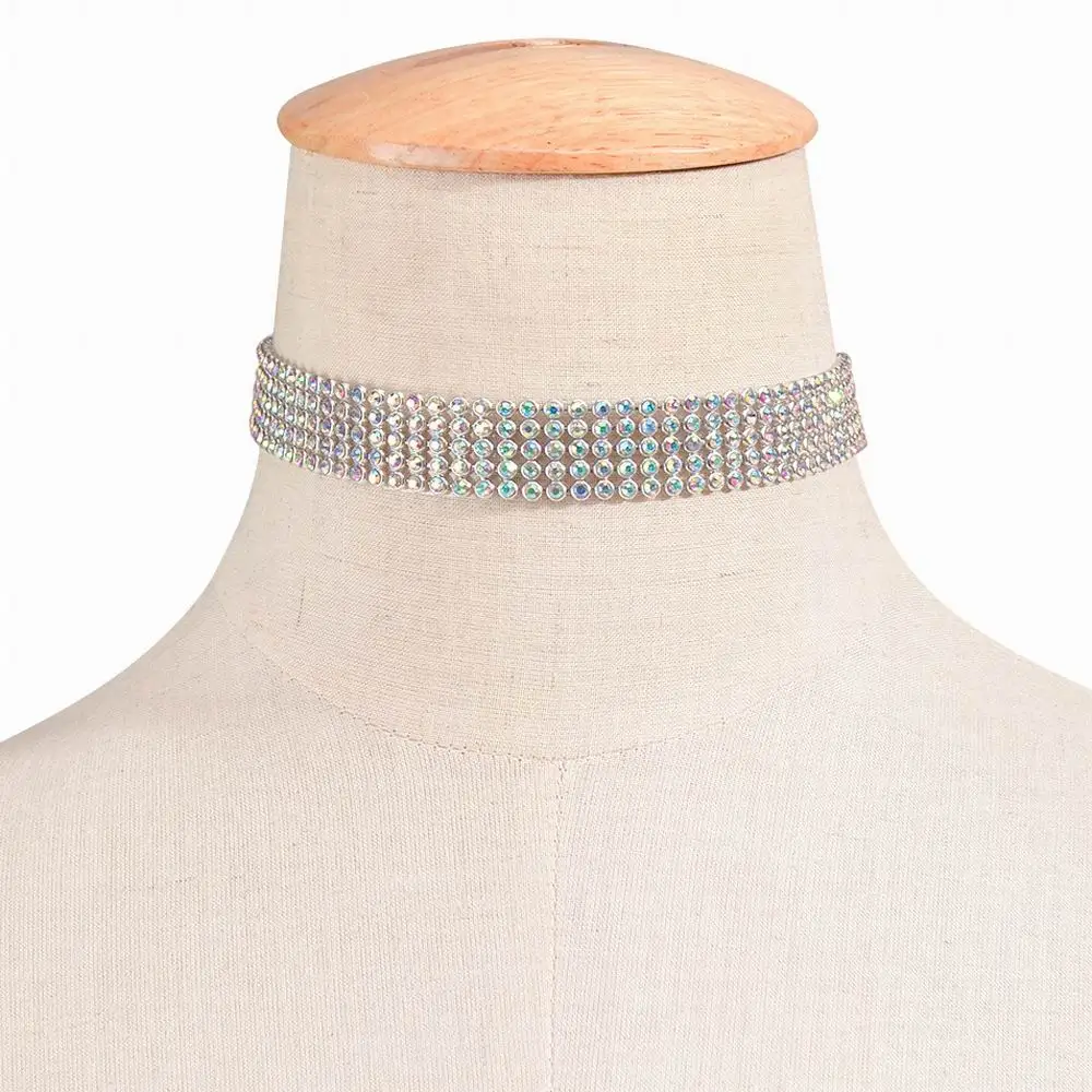Hot Sales Fashion Wedding Party Prom Necklace Shine Rhinestone Crystal Choker Cord Elegant Collier YN077 | Украшения и аксессуары
