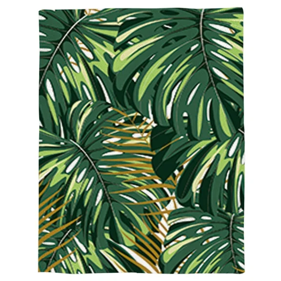 Plant Throw Blanket Watercolor Tropical Palm Leaves Colorful Illustration Natural Feelings Warm Microfiber - Цвет: CRY00978