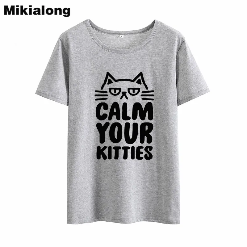 OLN Cat футболка Женская Harajuku Kawaii летняя Femme 2018 корейский стиль с круглым вырезом