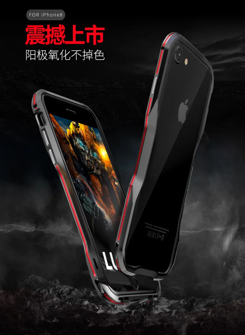 Прочный 3D металлический бампер чехол для Apple iphone 8 7 чехол роскошный алюминиевый каркас Coque для iphone 8 Plus Полный противоударный двойной цвет