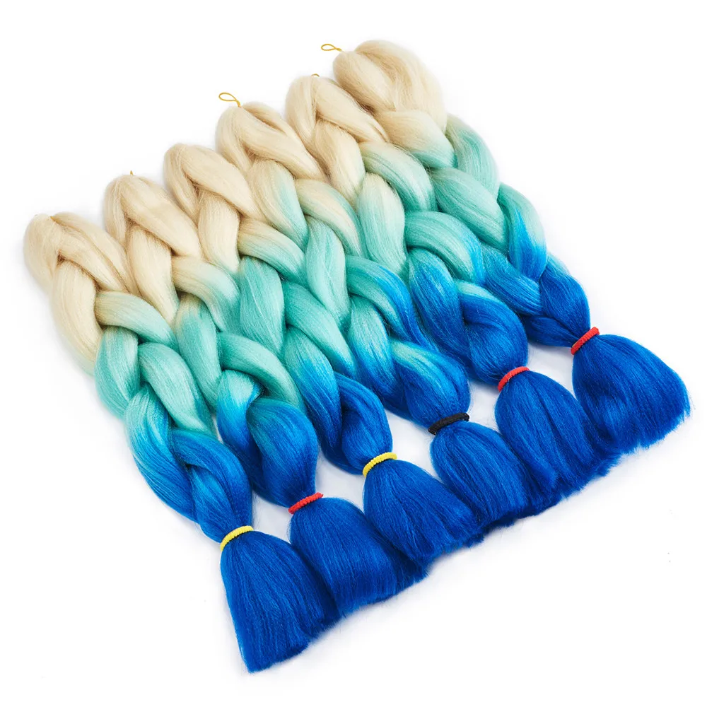 Traininghead Synthetic Braiding Hair Salon Crochet Jumbo Braids Extension for Pink Blue Purple 24 / 81 Inch 100/160g | - Фото №1