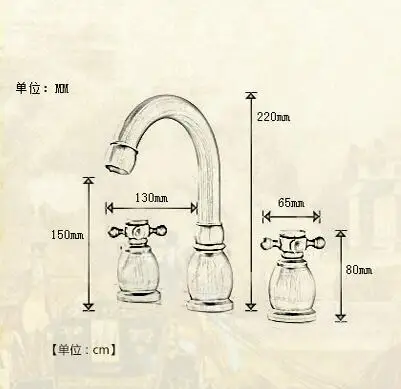 Антикварный кран для раковины с двойной ручкой смеситель 3 шт. набор античная