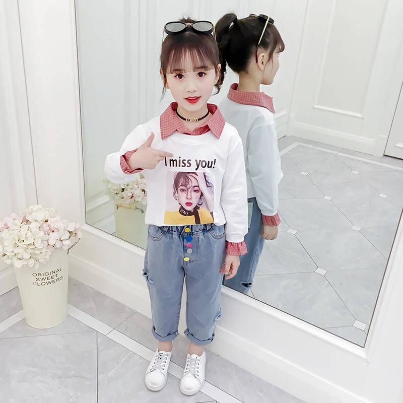 New Spring and Autumn Children's suit Girl's Priting Casual 2-piece for age 4-12Y | Детская одежда и обувь