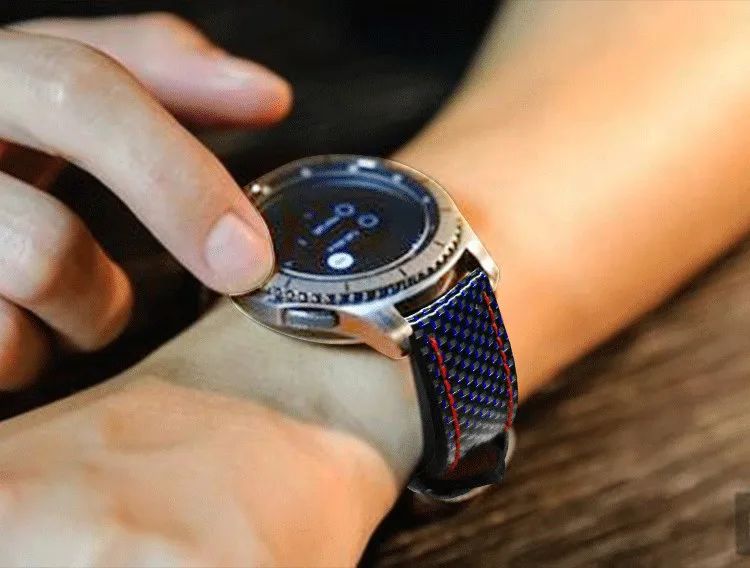 AKGLEADER для samsung Galaxy Watch 46 мм 42 м gear S3 S2 ремешок для часов из настоящего углеродного волокна Кожаный ремешок Huami Amazfit 2 наручный ремешок