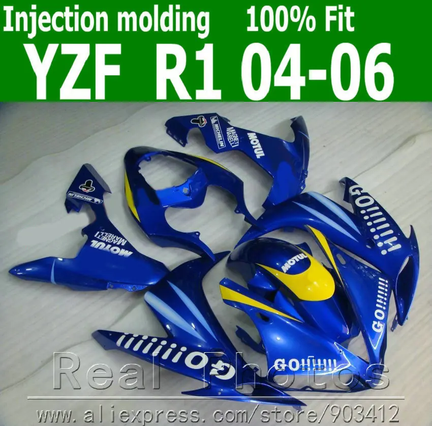 Бесплатная доставка комплект обтекателей для YAMAHA YZFR1 2004-2006 blue GO! Комплект 04 05 06 YZF R1