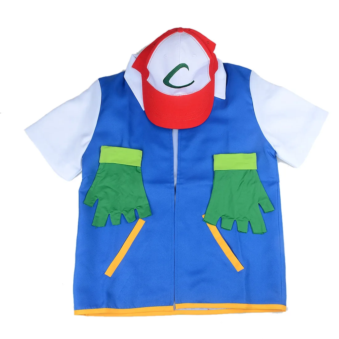 High Quality Unisex Adult Pokemon Ash Ketchum Costume Cosplay Halloween Blue Jacket+Gloves+Hat | Тематическая одежда и