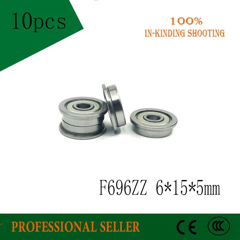 

Free shipping 10pcs F696ZZ Bearing ABEC-3 6*15*5 mm Flanged F696Z Ball Bearings F696 ZZ F619/6ZZ