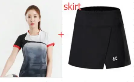 women shirt skirt 2 Мужская/женская рубашка для бадминтона, спортивные шорты, Спортивная футболка для бадминтона, Майки для настольного тенниса, одежда для тенниса, сухая крутая рубашка 11931 - Цвет: women shirt skirt 2