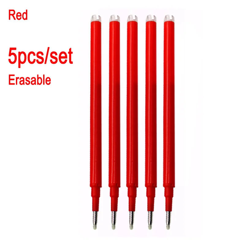 5PCS Red Refills 0,5 мм Волшебная стираемая ручка, кнопка слайда, гелевая ручка, красная/синяя/черная/зеленая чернильная ручка, сменная ручка для офиса и школы, канцелярские принадлежности для студентов - Цвет: 5PCS Red Refills