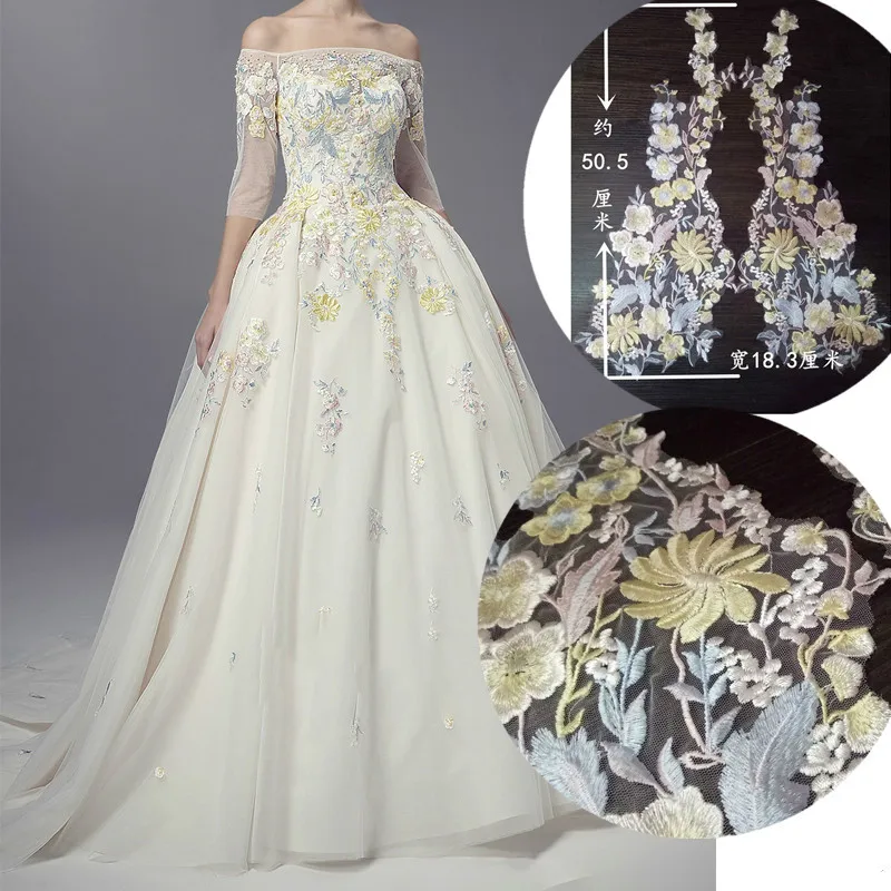 Высококачественные кружевные украшения BD0221 2 пары/4 шт. 18.3x50.5 см|lace applique|embroidery lace