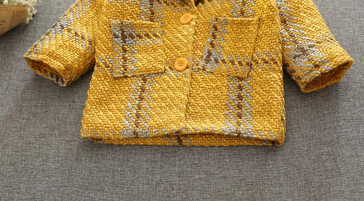 2017 модное зимнее пальто для маленьких девочек клетчатый блейзер детское на