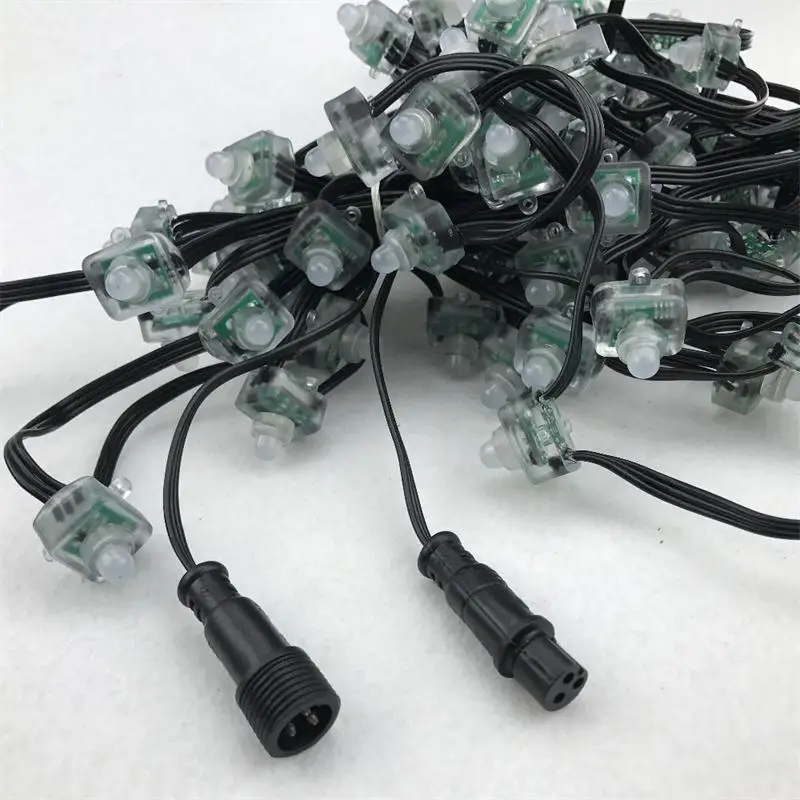 18awg 100 шт/шнур DC12V адресуемый WS2811 квадратный светодиодный пиксель все черный