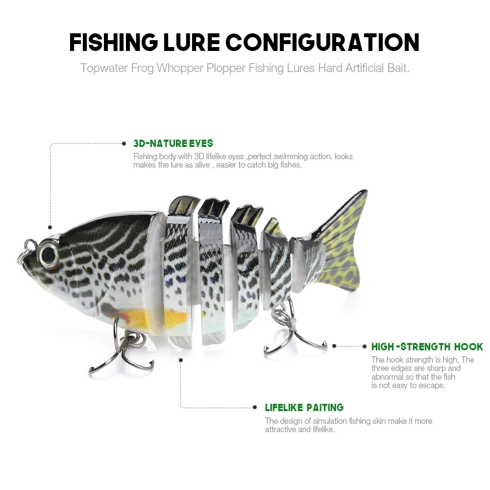 VTAVTA 1 шт. приманка для рыбалки 6 сегментов жесткая Crankbait 10 5 см 21 г Lifelike joint bait lifefe