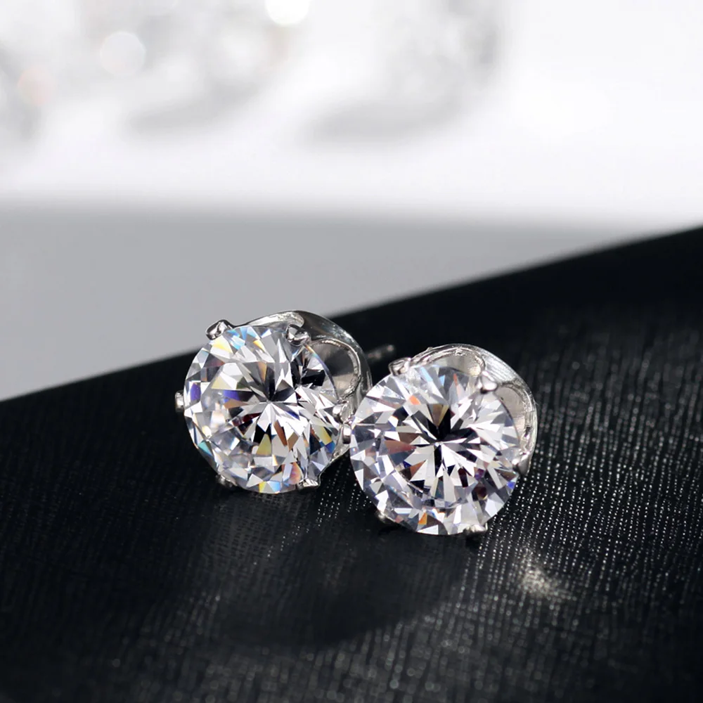 Серьги-гвоздики Neoglory стразы маленькие белые для женщин подростковые девушки