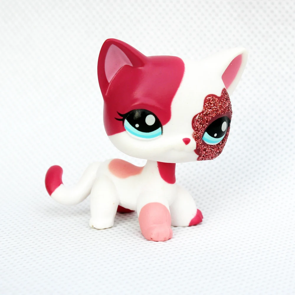 LPS кошка Редкие оригинальные игрушки стоят коротких волос #2291 Белый Розовый