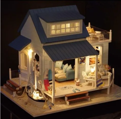 2016 Игрушки и Хобби Бесплатная Доставка Сборка DIY Деревянная Кукла Дом Карибского