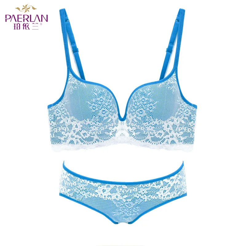 Peacock blue PAERLAN, модный бренд, кружевное, сексуальное, тонкое, v-образный вырез, глубокое нижнее белье, хит, Ретро стиль, много цветов, 7 цветов, набор бюстгальтеров, удобный - Цвет: Peacock blue