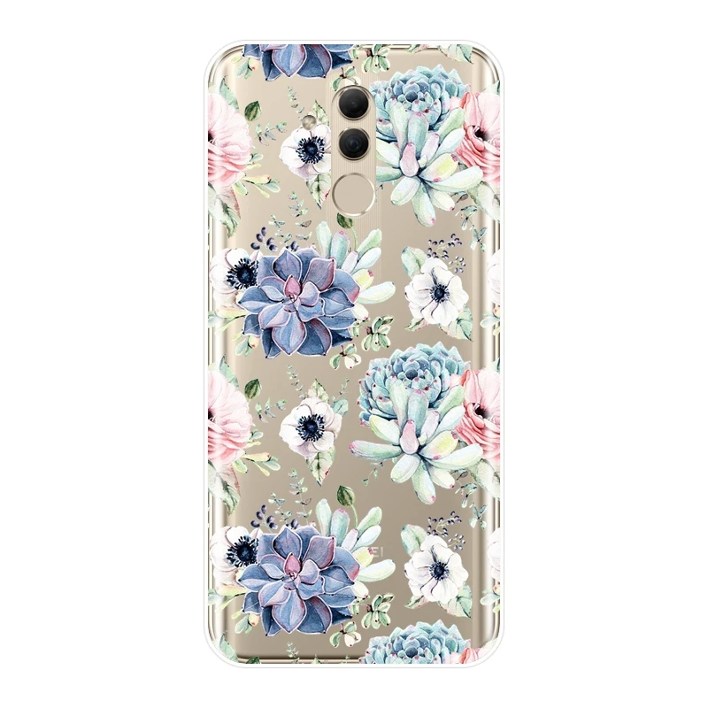Задняя крышка для Huawei Mate 9 10 20 Pro Flower Succulent Cactus Plants силиконовый мягкий чехол