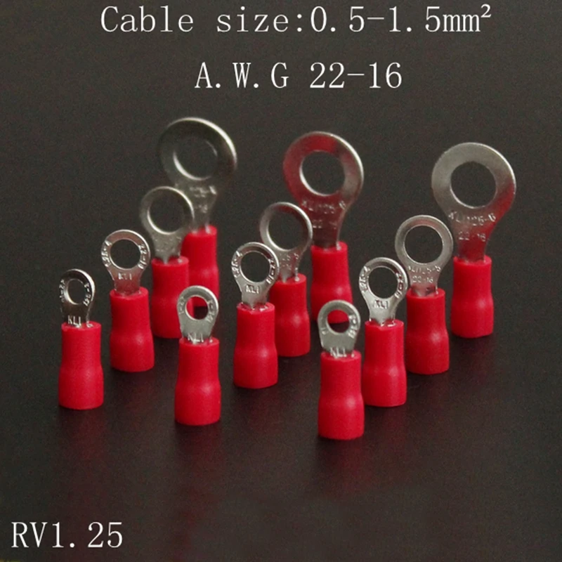 50 шт./лот круглые предварительно изолированные концы RVS1.25 3 4S 5S 6 8 10 3.5S 5.5