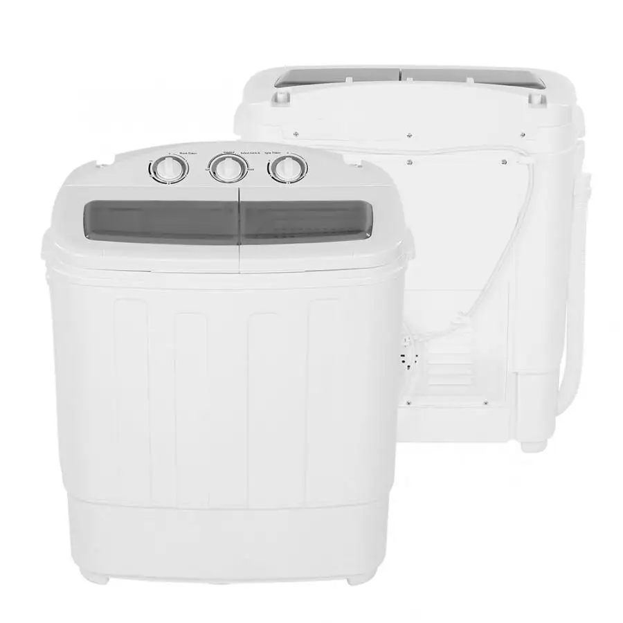 

110V/220V 2-in-1 Washing Machine Twin Tub Washing Machine Washer with Spin-Dryer Household Appliance Timer Control