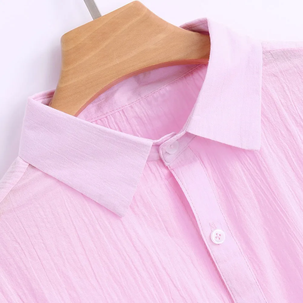 Новинка, Camisas Masculina, лето, мужская повседневная Однотонная рубашка с длинным рукавом, хлопок, лен, для пляжа, свободный крой, топы, белые рубашки, мужские блузки