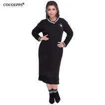 COCOEPPS, новинка, 6XL, большой размер, кружевное цветочное осеннее платье для женщин, а-силуэт, Красного размера плюс, повседневное женское платье, три четверти, Vestidos
