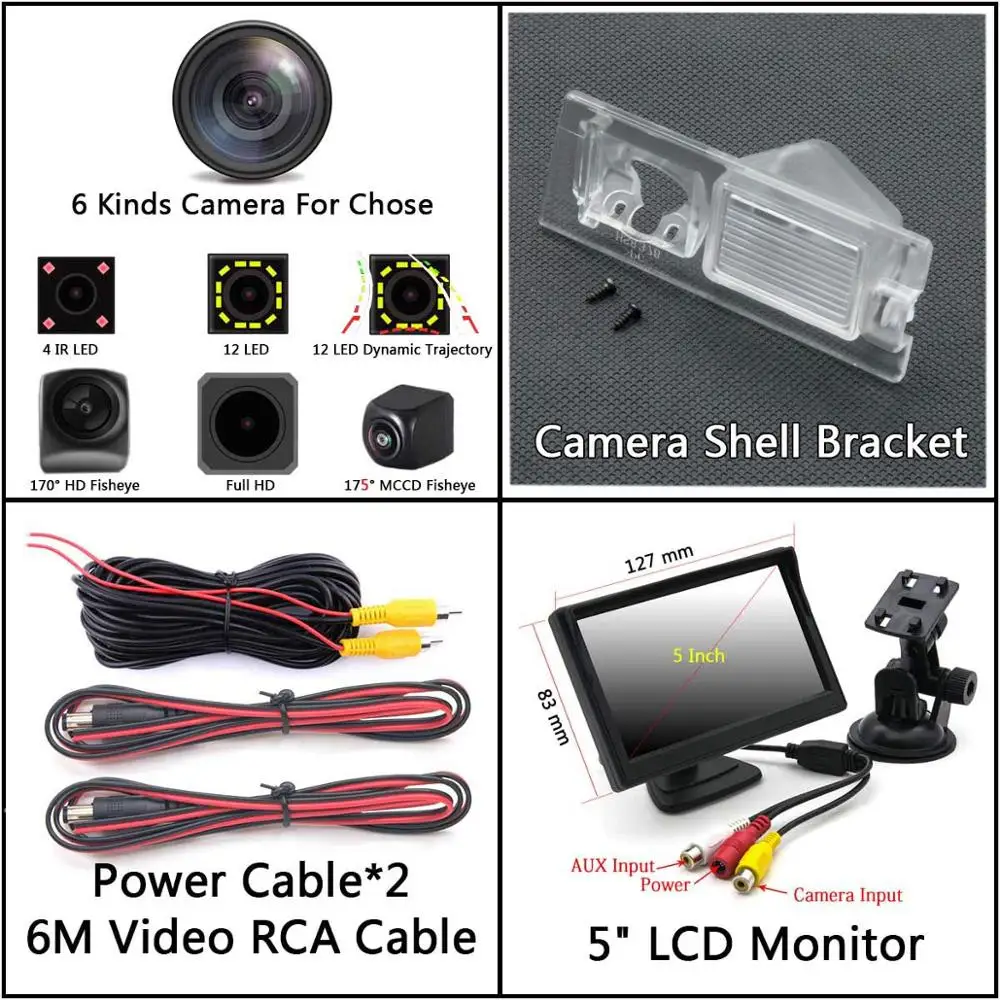 Camera 5 inch LCD 175 градусов рыбий глаз CCD резервный беспроводной парковочный монитор камера заднего вида для Jeep Cherokee KL Renegade - Название цвета: Camera 5 inch LCD