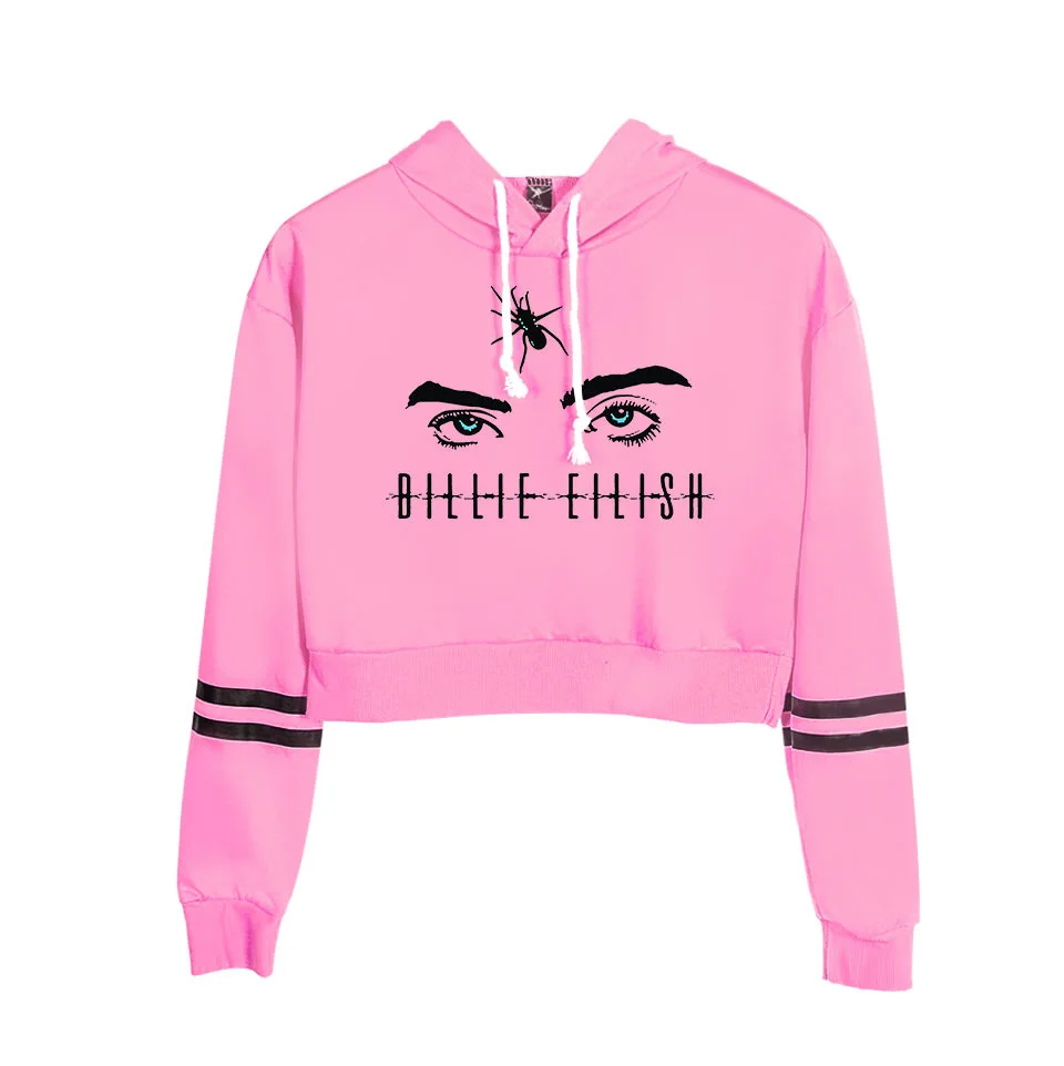 Billie Eilish, длинный рукав, укороченный топ, толстовки, Женская толстовка с капюшоном, Harajuku, уличная одежда, пуловер, укороченная толстовка, Moletom Feminino